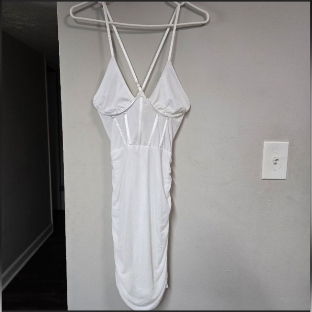 NWOT! White See Threw Lace Strappy Midi Dress Size Small